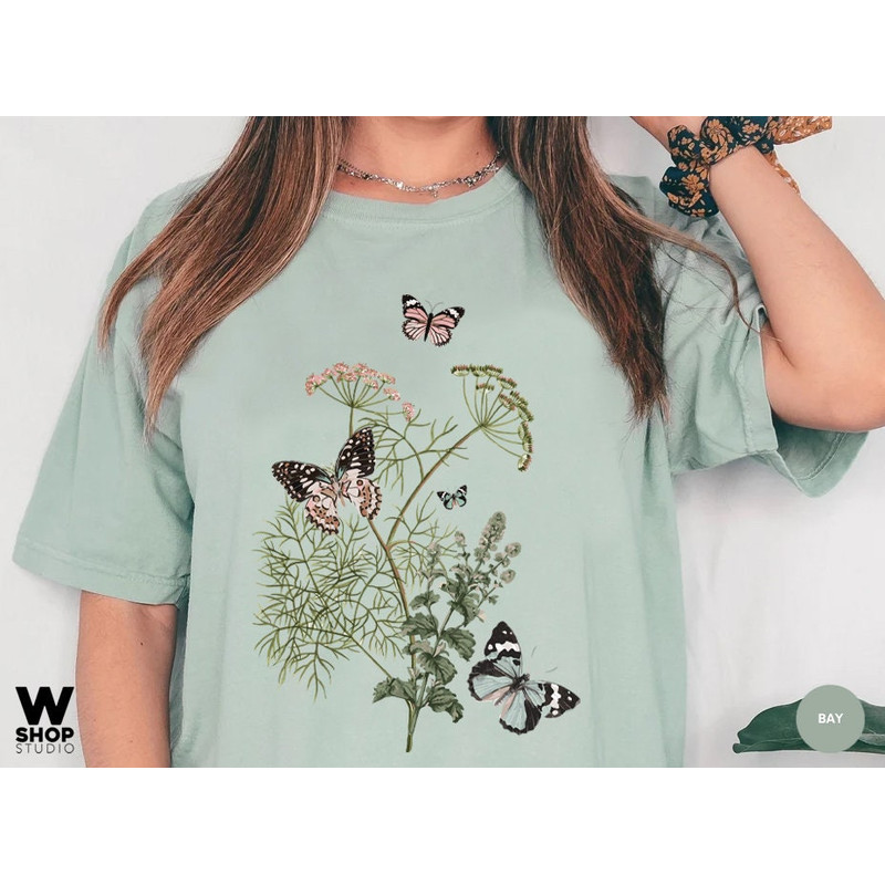 Flower t-shirt  Gift for her  Women trendy tshirt  Spring concept  Wild meadow flower nature tee  Floral Tee  Gardener Botanical Shirt - 6.jpg