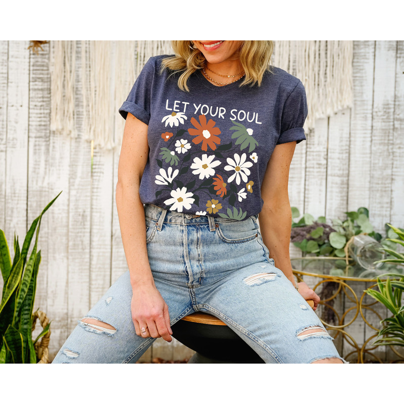 Flowers Tshirt, Boho Wildflowers Floral Nature Shirt, Tee, Vintage, Womens Graphic Tshirts, Graphic Tees For Women - 3.jpg