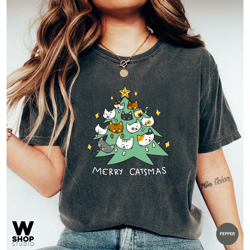 Funny Christmas Cat Shirt, Cat Lover Gift, Cute Christmas Tee, Cat lover gift, Holiday graphic, Merry Christmas Tree Shirt, Cat owner tee - 2.jpg