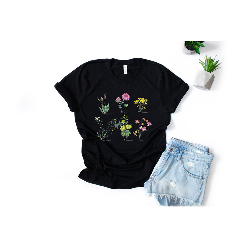 Flower t-shirt, Gift for her, Women trendy tshirt, Spring concept, Wild meadow flower nature tee, Floral Tee, Gardener Botanical Shirt - 8.jpg