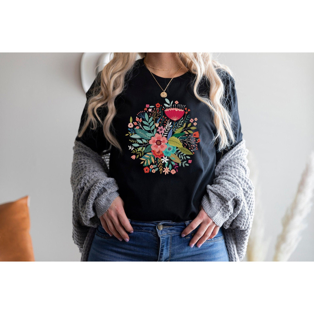 Grow Positive Thoughts Tee, Floral T-shirt, Bohemian Style Shirt, Butterfly Shirt, Trending Right Now, Women's Graphic T-shirt, Love Tee - 1.jpg