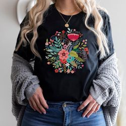 grow positive thoughts tee, floral t-shirt, bohemian style shirt, butterfly shirt, trending right now, women's graphic t