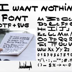 I want nothing Font / Trump font SVG & Trump font OTF / Instant download