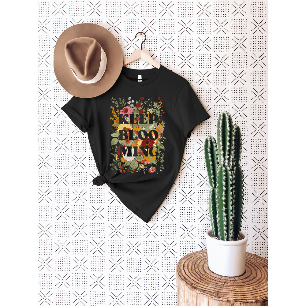 Keep Blooming Tee, Floral T-shirt, Bohemian Style Shirt, Butterfly Shirt, Trending Right Now, Women's Graphic T-shirt, Love Tee - 5.jpg