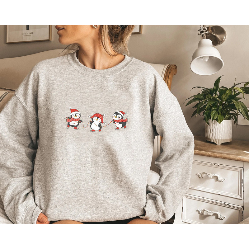 Penguin Sweatshirt, Cute Christmas Sweatshirt, Christmas Crewneck, Holiday Party Funny Shirt, Long Sleeve Holiday Sweater, Christmas Sweater - 3.jpg