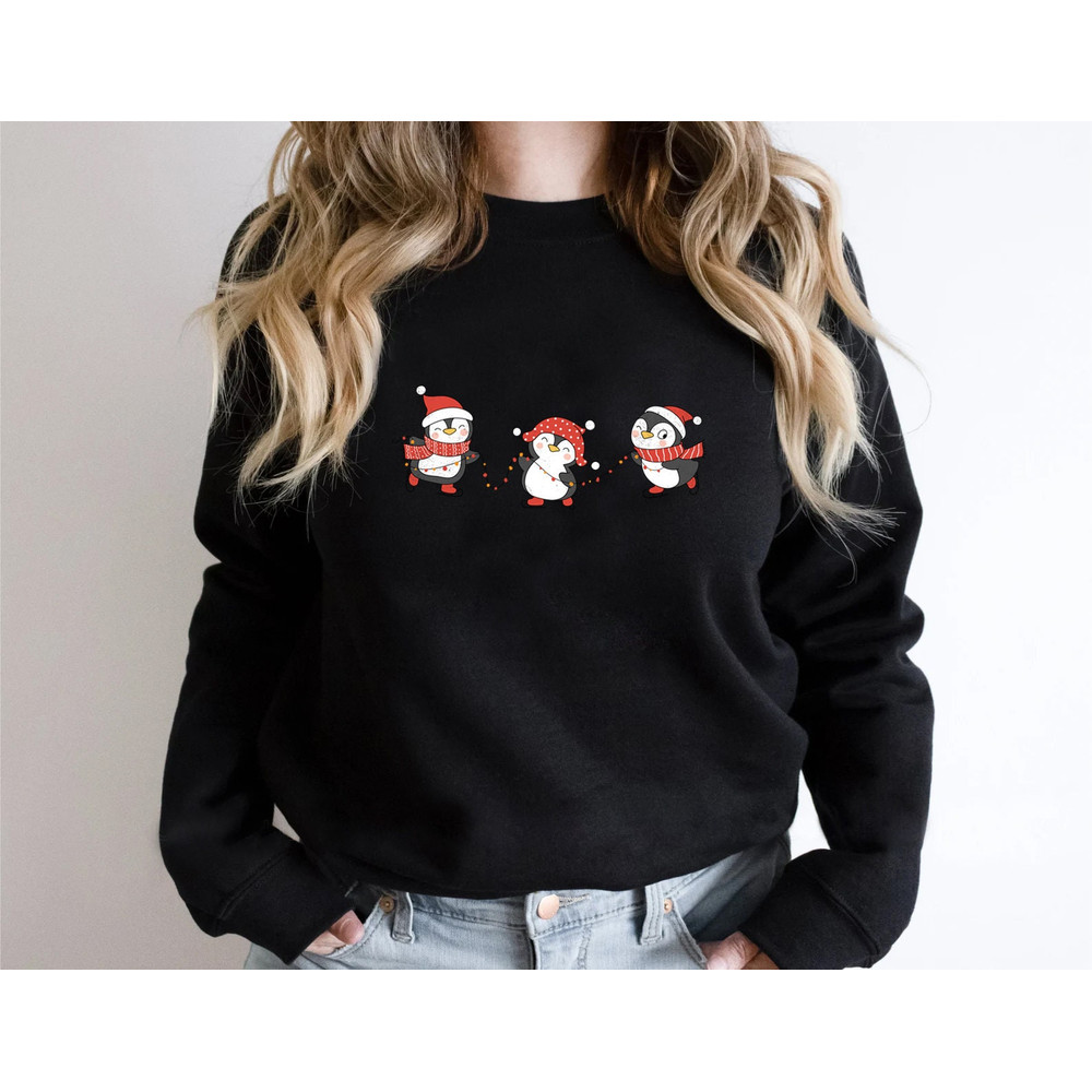 Penguin Sweatshirt, Cute Christmas Sweatshirt, Christmas Crewneck, Holiday Party Funny Shirt, Long Sleeve Holiday Sweater, Christmas Sweater - 8.jpg