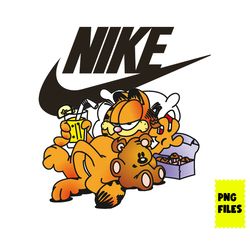 nike garfield png, garfield swoosh png, nike logo png, garfield png, cat png, fashion brands png digital file