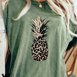 pineapple shirt, leopard shirts for women, foodie shirt, comfort colors summer tee, cute pineapple t shirt, pineapple lo