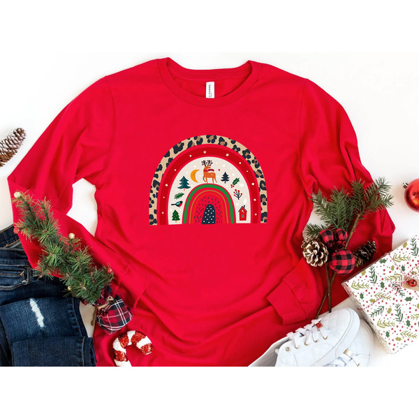 Rainbow Christmas Sweatshirt, Merry & Bright Long Sleeve Shirt, Women Gift Idea, Trendy Christmas Rainbow, Long Sleeve T shirt - 5.jpg