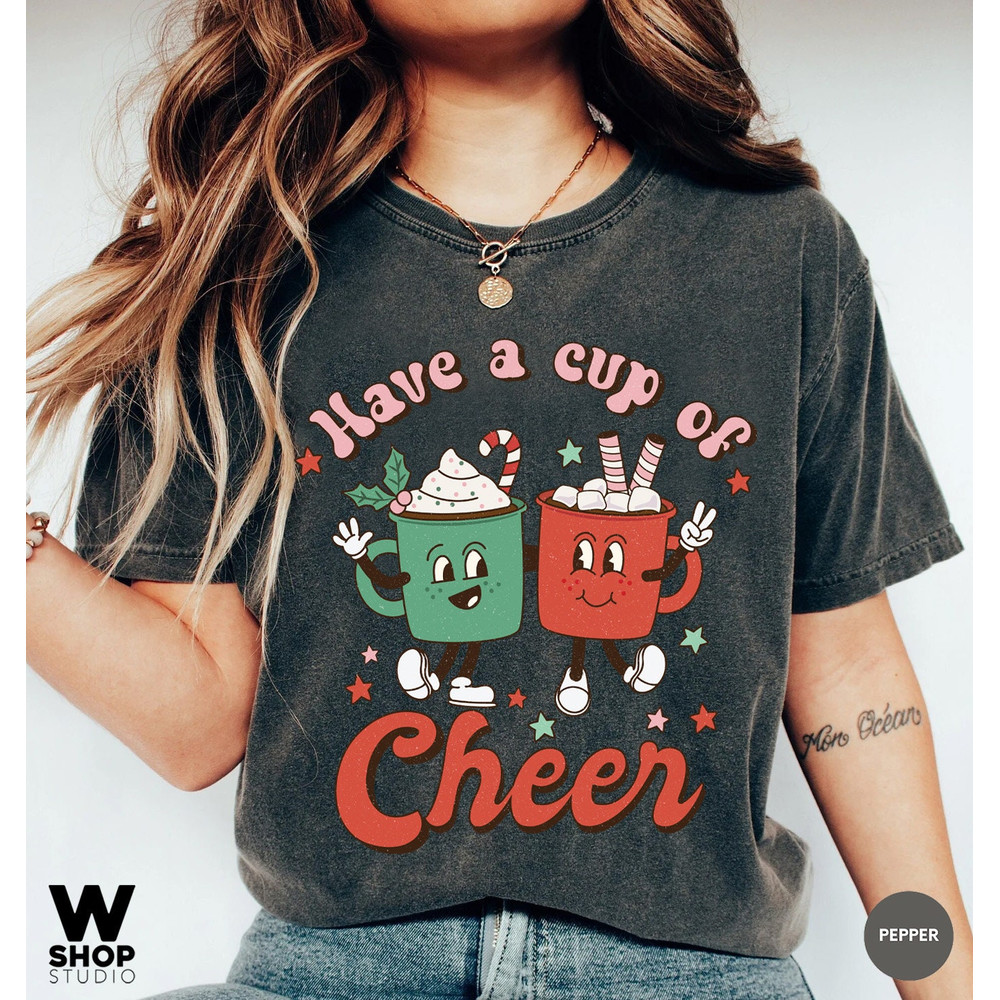 Retro Christmas cheer shirt, Christmas party shirt, Cute Women's holiday shirt, Women's Christmas top, Xmas shirt, funny Holiday shirt - 3.jpg
