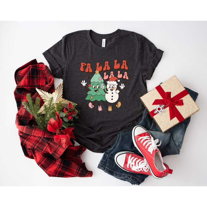 Retro Christmas T Shirt, Fa La La Tree Shirt, Vintage Santa Christmas Shirt, Retro Holiday Shirt, Ugly Sweater Shirt, Womens Graphic Tee - 7.jpg