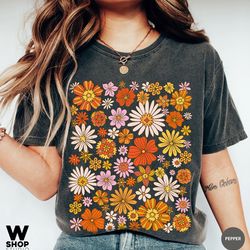 retro flower shirt, wildflower tshirt, hippie shirt, bohemian floral tshirt, gift for women, oversized ladies, best frie