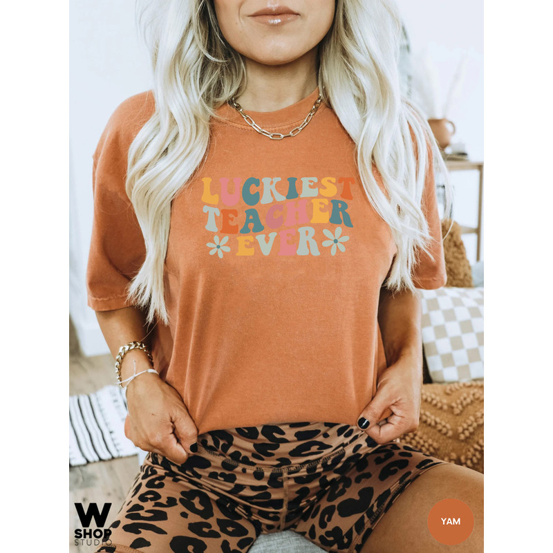 Retro Teacher Shirts, Teacher Appreciation Gift, Teacher Gifts, Oversized Teaching Squad T-shirts, Luckiest Teacher Ever Tee - 7.jpg