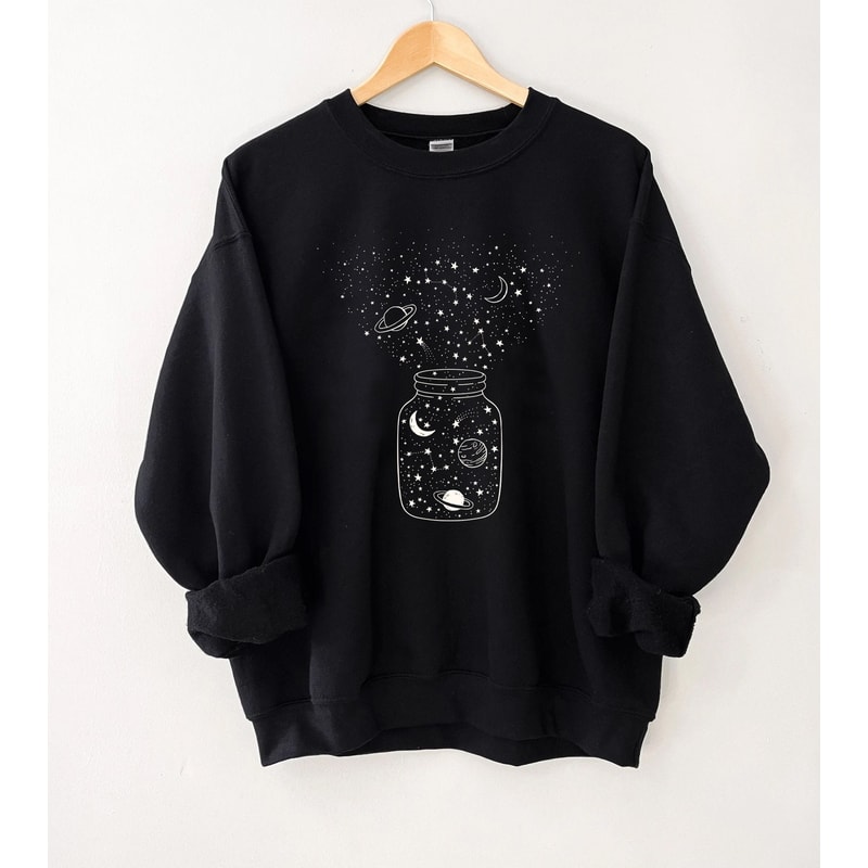 Space Shirt, Star Galaxy Sweatshirt, Astronomy Tee, Outdoors, Crescent Moon, Milky Way, Star Unisex Sweatshirt, Constellation Top - 6.jpg