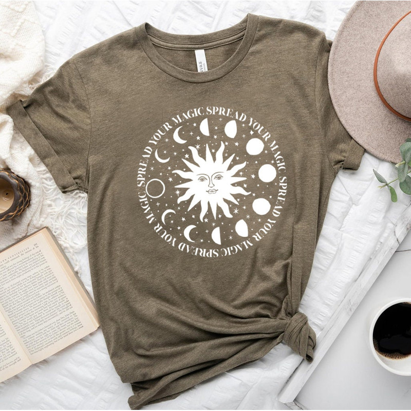 Sun And Moon Shirt, Boho Celestial Sun and Moon T-shirt, Hippie Shirt, Bohemian Sun And Moon Shirt, Oversized T-shirt, Comfort Colors Pepper - 3.jpg