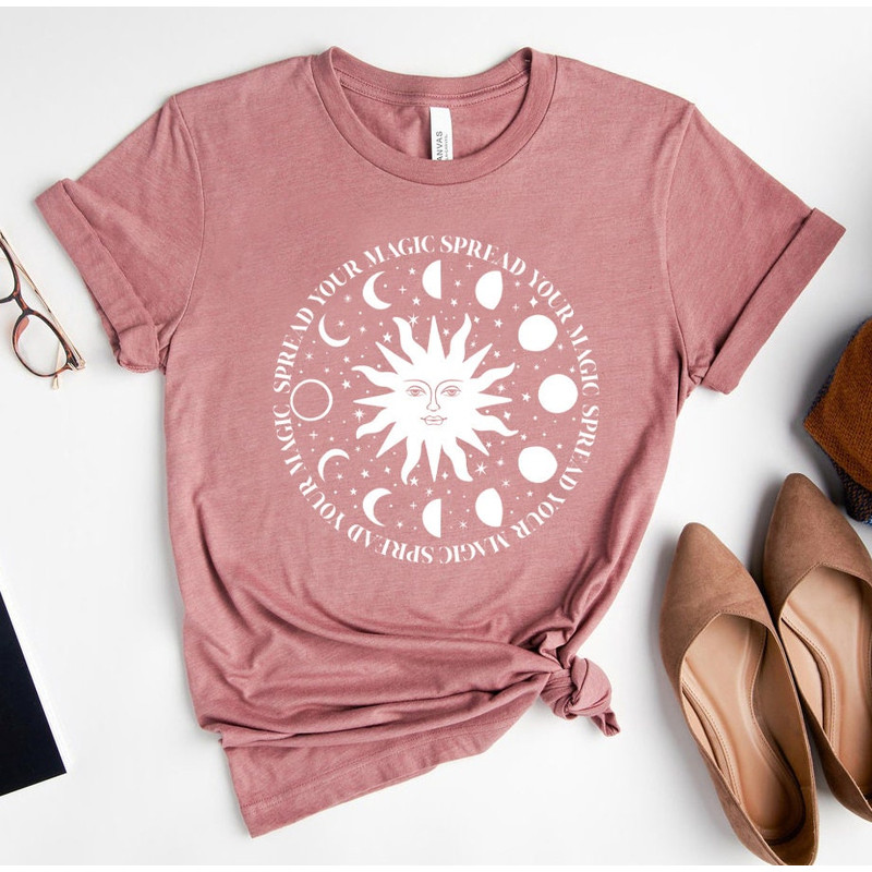 Sun And Moon Shirt, Boho Celestial Sun and Moon T-shirt, Hippie Shirt, Bohemian Sun And Moon Shirt, Oversized T-shirt, Comfort Colors Pepper - 6.jpg