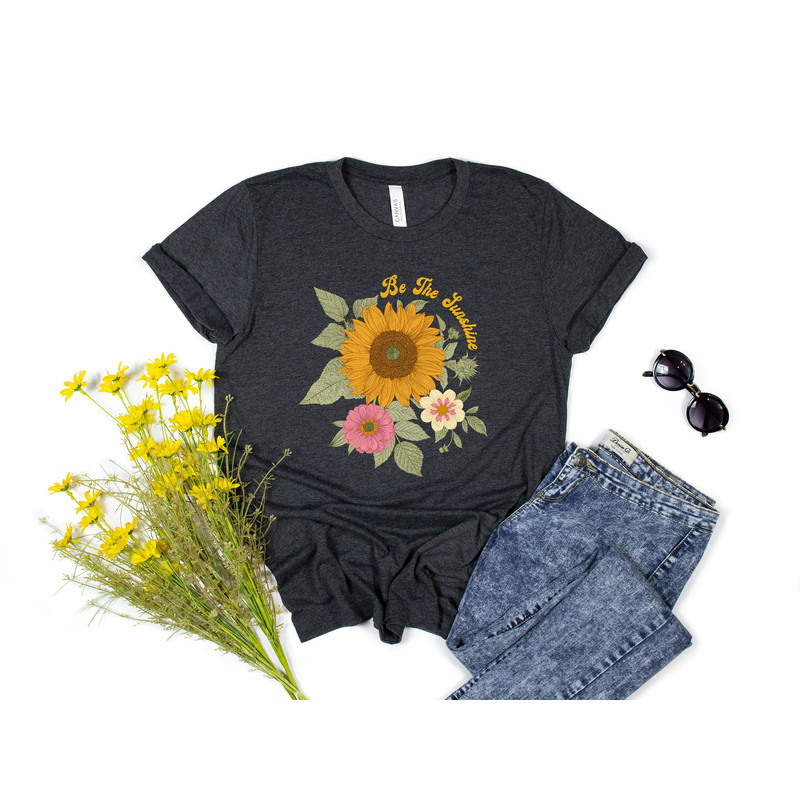 Sunflower Graphic Tee, Hippie Sunflower Shirt, Floral Women's Tee, T Shirt, Vacation, Gift, Trending, Plus Size - 2.jpg