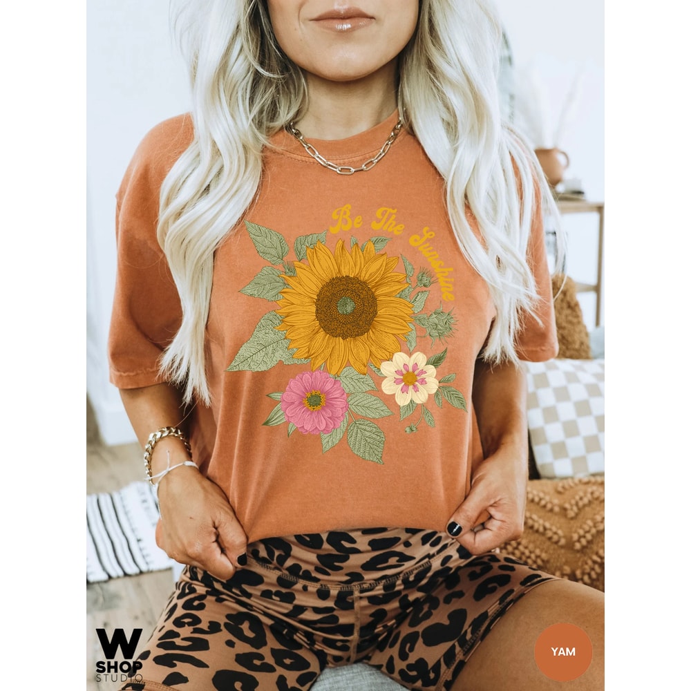 Sunflower Shirt, Comfort Colors Shirt, Floral Tee, Flower Shirt, Garden Womens Fall Shirt, Sunflower Tshirt, Boho Tee - 5.jpg