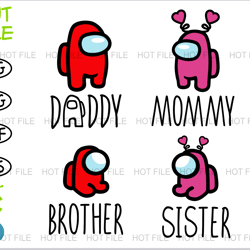 among us svg png family, among us svg bundle, among us birthday svg family, among us svg layered, among us svg cricut