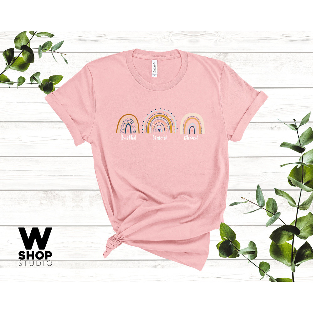 Thankful Grateful Blessed Shirt, Rainboe Shirt, Thanksgiving Shirt, Mom Thanksgiving Shirt, Grandma Shirt, Teacher Shirt - 4.jpg