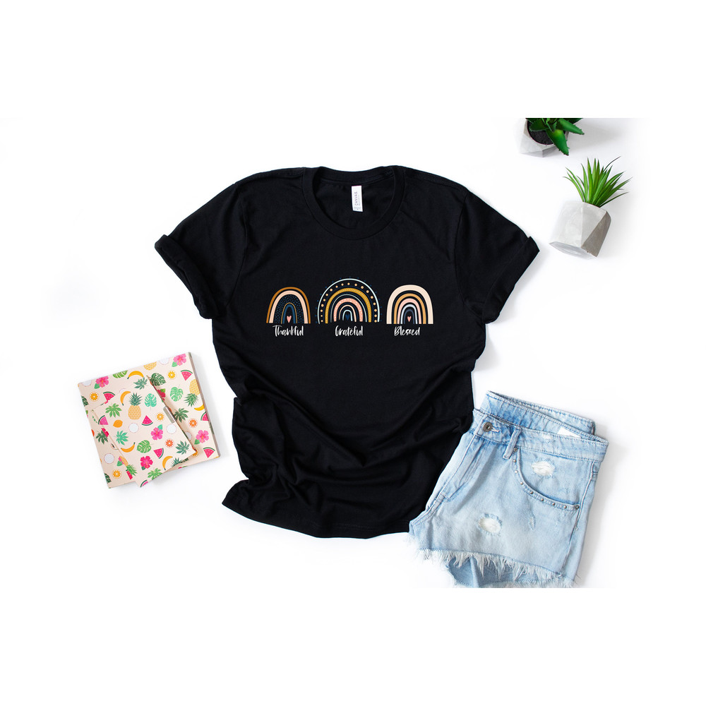Thankful Grateful Blessed Shirt, Rainboe Shirt, Thanksgiving Shirt, Mom Thanksgiving Shirt, Grandma Shirt, Teacher Shirt - 5.jpg
