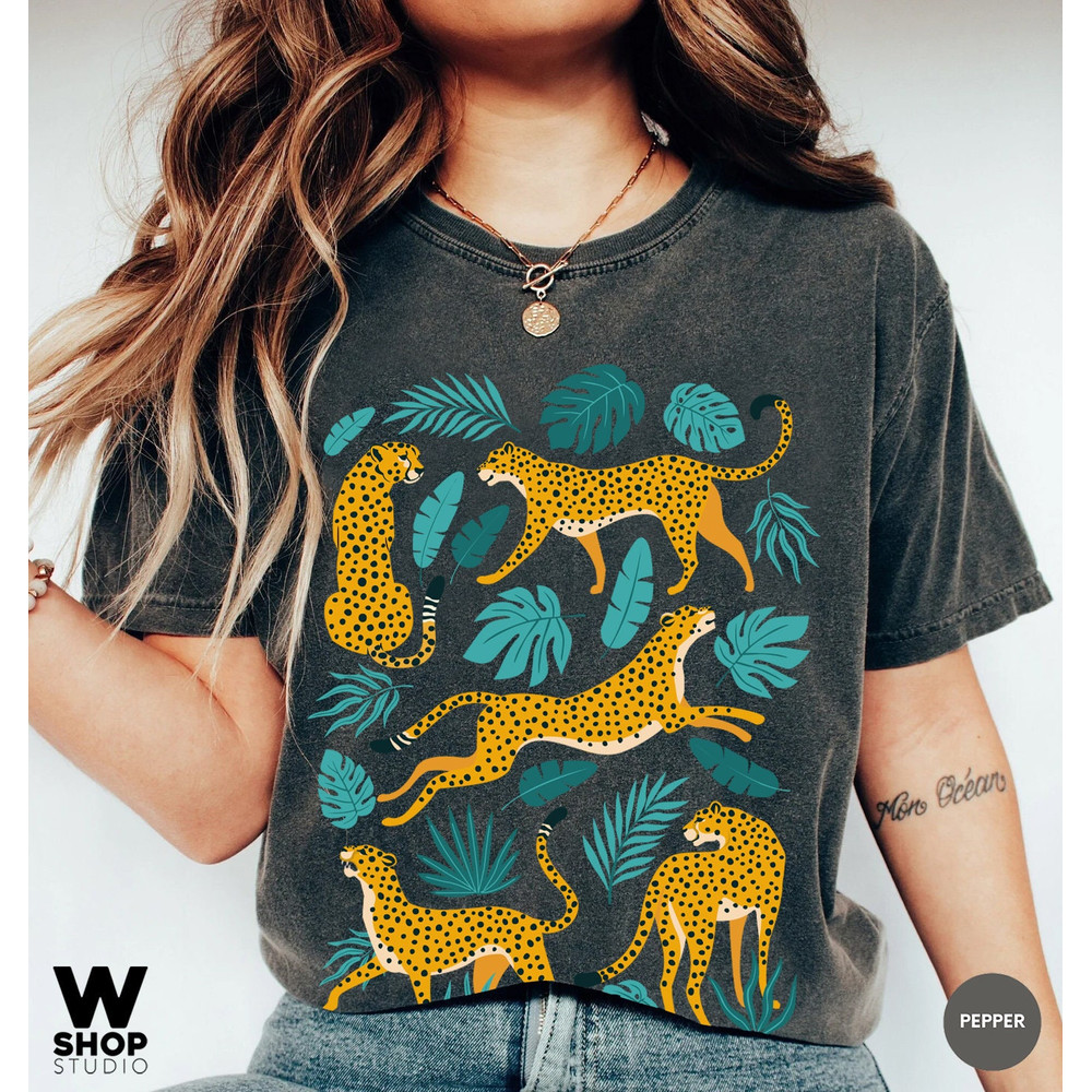 Tiger Graphic Tee, Comfort Colors Shirt, Trendy Boho Shirt, Women Botanical Shirt, Wild Animal T shirt, Safari Jungle Tee - 1.jpg
