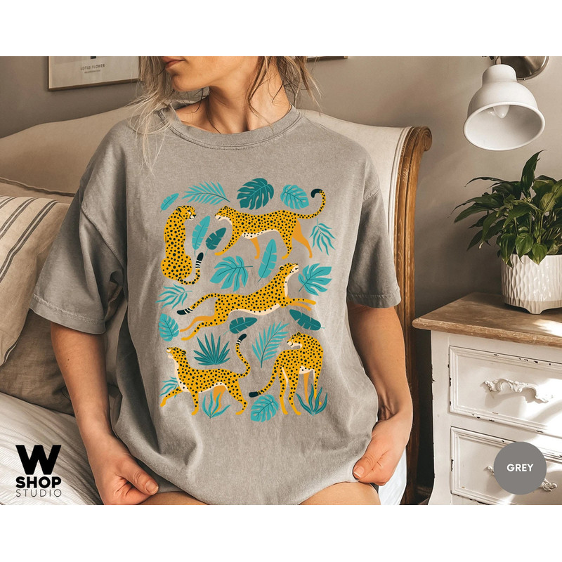 Tiger Graphic Tee, Comfort Colors Shirt, Trendy Boho Shirt, Women Botanical Shirt, Wild Animal T shirt, Safari Jungle Tee - 2.jpg