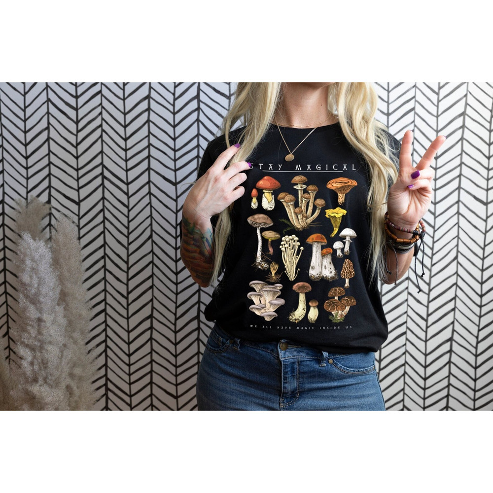 Vintage Illustration Mushroom Decor Art Shirt, Botanical Shirt, Plant Shirt, Mushroom Shirt, Hippie Shirt, Nature Lover - 1.jpg