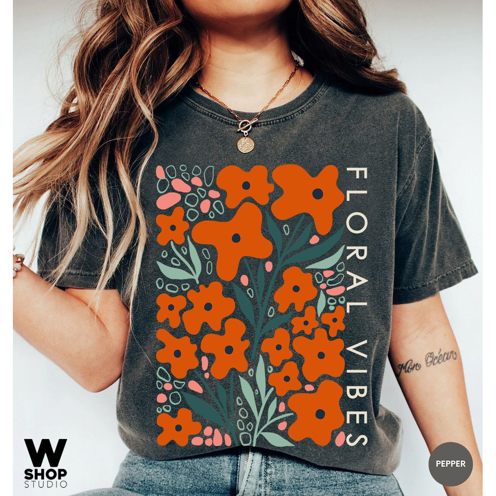 Vintage Wildflower Tshirt, Bohemian Tee, Floral Flower Shirt, Oversized Hippie Gift for Women, Ladies Shirts, Best Friend Gift - 1.jpg