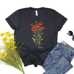 wild flowers shirt, wildflower tshirt, floral tshirt, botanical shirt, flower shirt, nature lover shirt, ladies shirts,