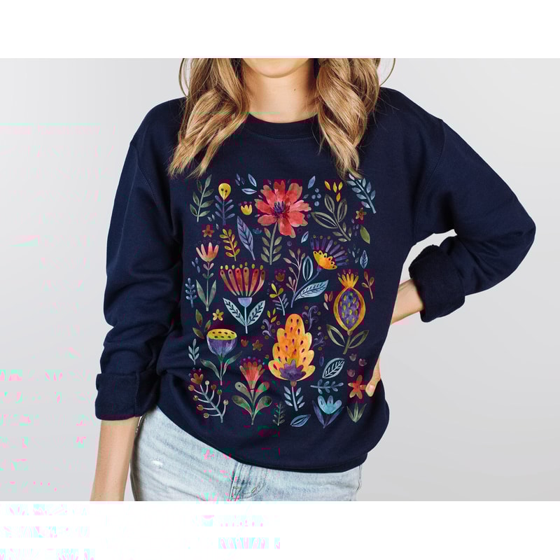Wildflower Sweatshirt, Wild Flowers Tee, Floral Tshirt, Gift for Women, Ladies Shirts, Best Friend Gift - 1.jpg