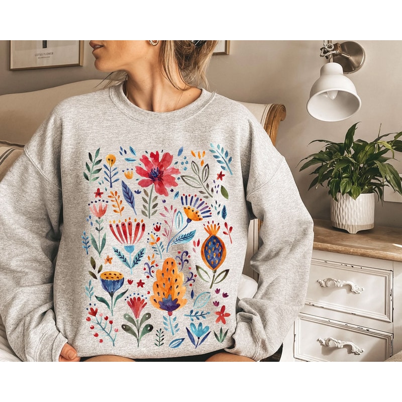Wildflower Sweatshirt, Wild Flowers Tee, Floral Tshirt, Gift for Women, Ladies Shirts, Best Friend Gift - 2.jpg