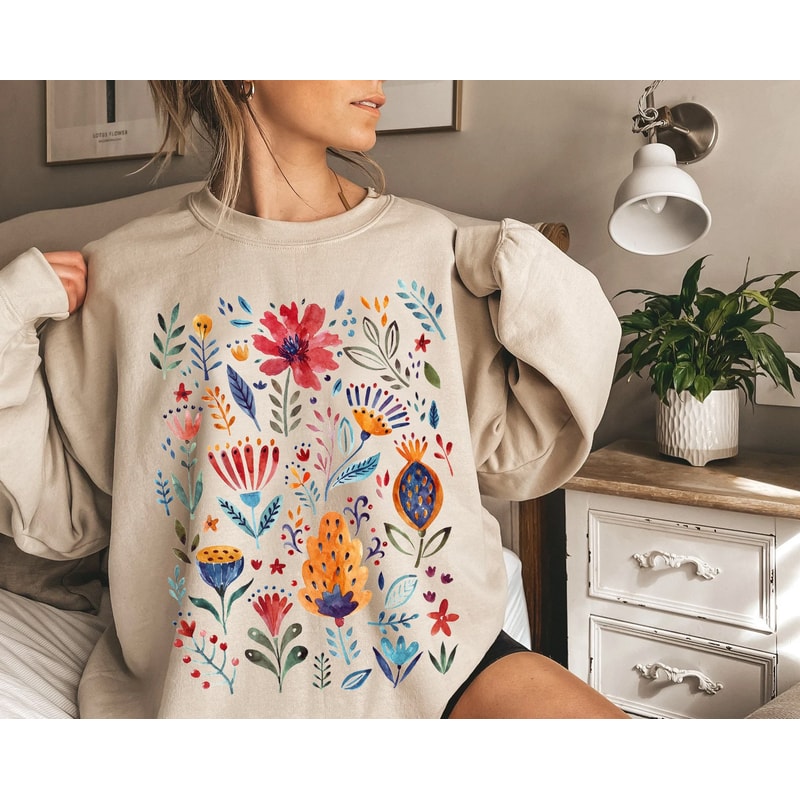Wildflower Sweatshirt, Wild Flowers Tee, Floral Tshirt, Gift for Women, Ladies Shirts, Best Friend Gift - 3.jpg