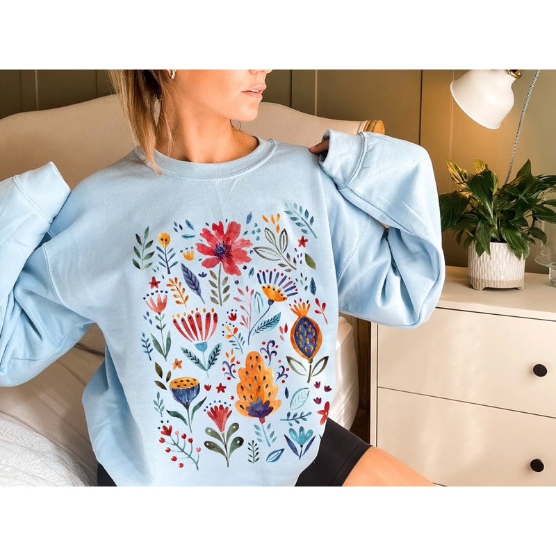 Wildflower Sweatshirt, Wild Flowers Tee, Floral Tshirt, Gift for Women, Ladies Shirts, Best Friend Gift - 5.jpg