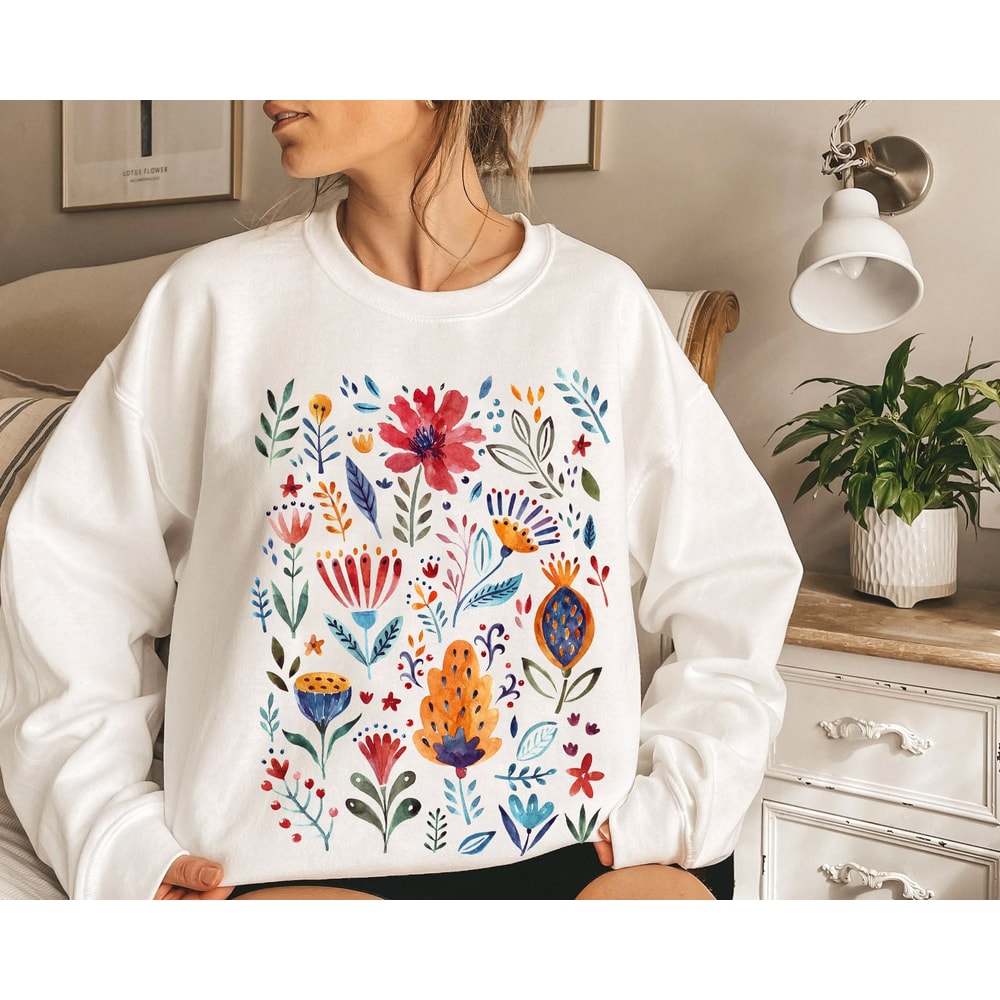Wildflower Sweatshirt, Wild Flowers Tee, Floral Tshirt, Gift for Women, Ladies Shirts, Best Friend Gift - 6.jpg