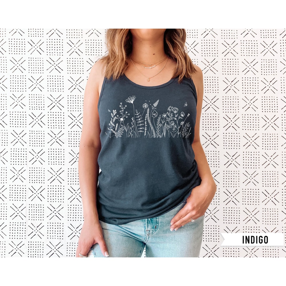 Wildflower Tank Top, Flower Tank Top, Floral Tank Top, Cute Spring Shirt, Boho Tank Top, Gift For Her, Birthday Gifts, Wild Flower Tee - 1.jpg