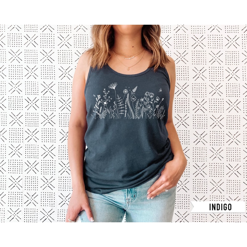 Wildflower Tank Top, Flower Tank Top, Floral Tank Top, Cute Spring Shirt, Boho Tank Top, Gift For Her, Birthday Gifts, Wild Flower Tee - 1.jpg