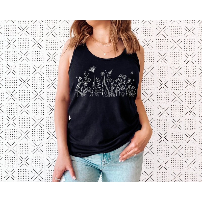 Wildflower Tank Top, Flower Tank Top, Floral Tank Top, Cute Spring Shirt, Boho Tank Top, Gift For Her, Birthday Gifts, Wild Flower Tee - 3.jpg