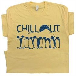 penguin t shirt cool retro vintage graphic tee with funny saying hilarious pun for men women chill out cute unique adora