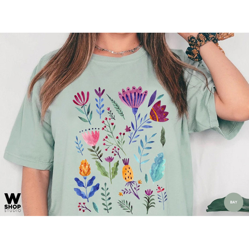 Wildflower Tshirt, Comfort Colors Shirt, Bohemian Floral Tshirt, Flower Shirt, Boho Gift for Women, Ladies Shirts, Hippie Best Friend - 7.jpg