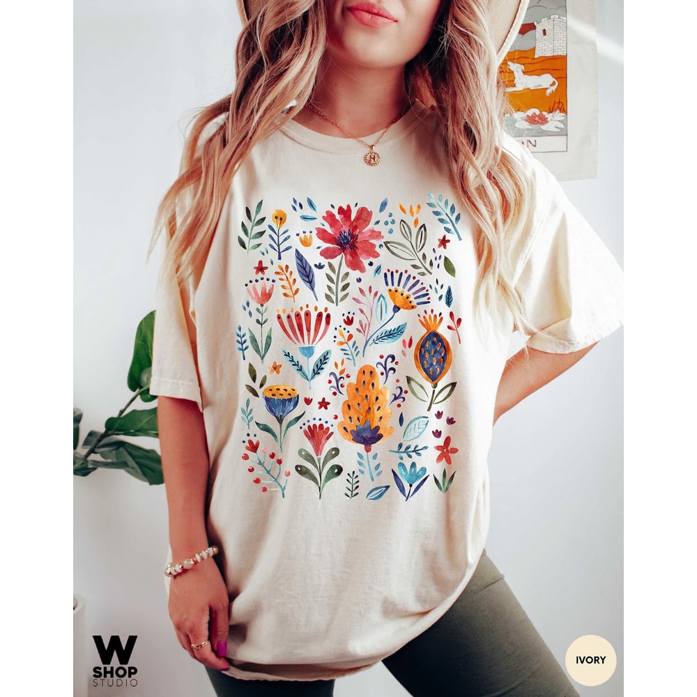 Wildflower Tshirt, Comfort Colors Shirt, Floral Tshirt, Flower Shirt, Gift for Women, Ladies Shirts, Best Friend Gift - 1.jpg