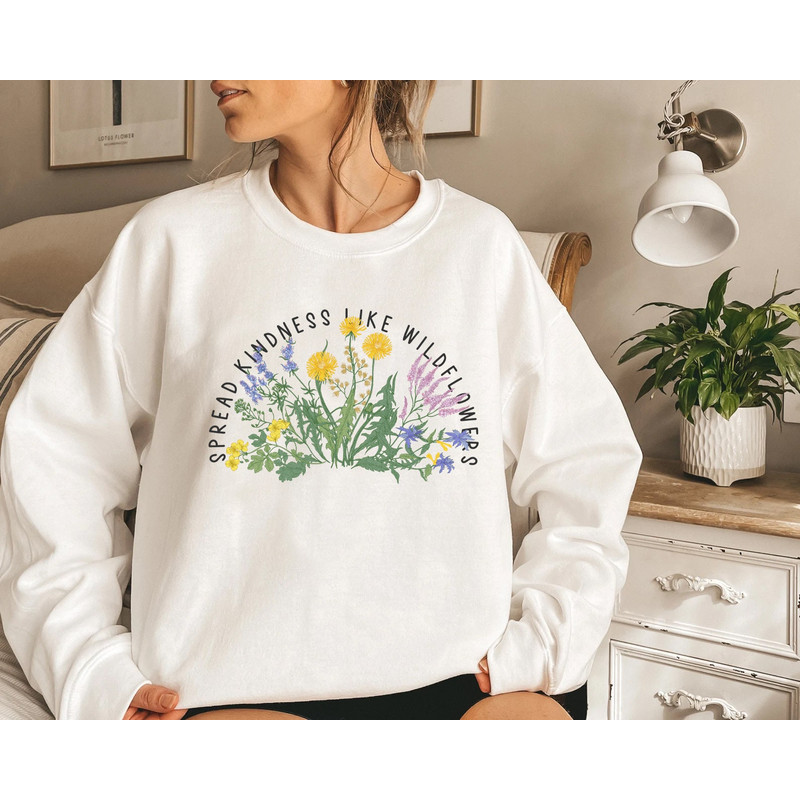 Wildflower T-shirt, Floral Sweatshirt, Vintage Floral Tee, Flower Fall Sweatshirt, Womens Sweatshirt, Ladies Top, Best Friend Gift - 6.jpg