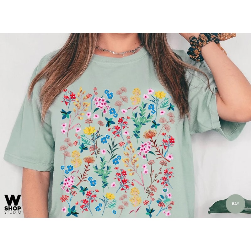 Wildflower Tshirt, Wild Flowers Shirt, Floral Tee, Flower Shirt, Gift for Women, Ladies Shirts, Best Friend Gift, Oversized, Comfort Colors - 3.jpg