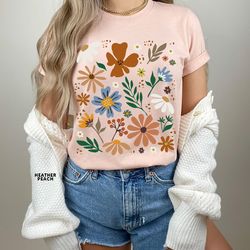 wildflower tshirt, wild flowers shirt, floral tshirt, flower shirt, gift for women, ladies shirts, best friend gift, gro
