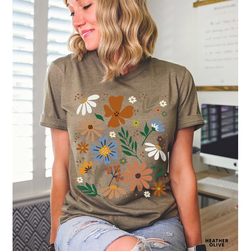 Wildflower Tshirt, Wild Flowers Shirt, Floral Tshirt, Flower Shirt, Gift for Women, Ladies Shirts, Best Friend Gift - 2.jpg