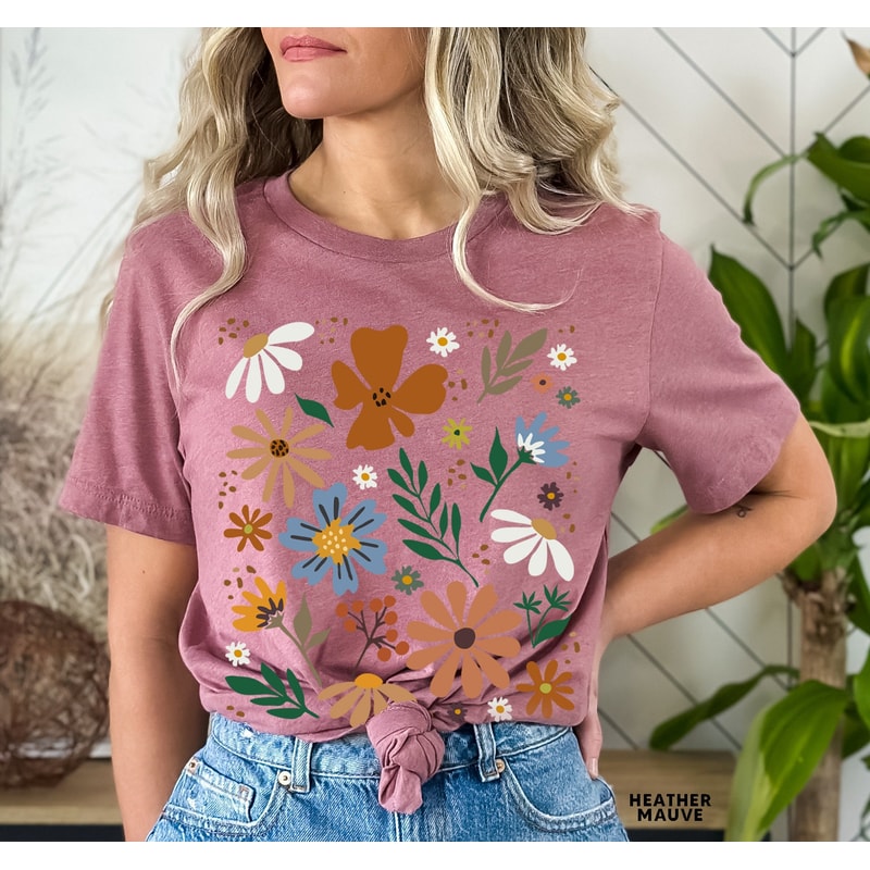 Wildflower Tshirt, Wild Flowers Shirt, Floral Tshirt, Flower Shirt, Gift for Women, Ladies Shirts, Best Friend Gift - 6.jpg