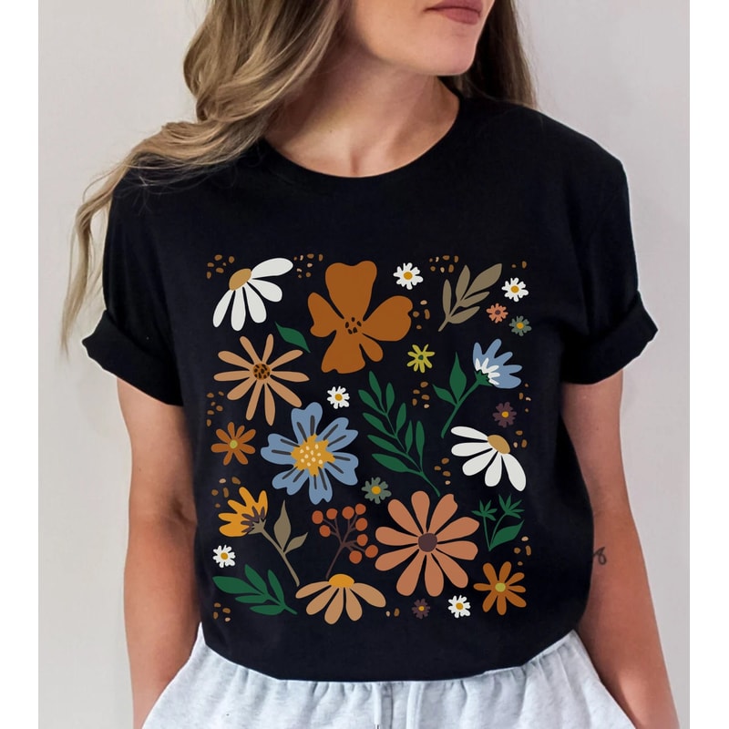 Wildflower Tshirt, Wild Flowers Shirt, Floral Tshirt, Flower Shirt, Gift for Women, Ladies Shirts, Best Friend Gift - 8.jpg