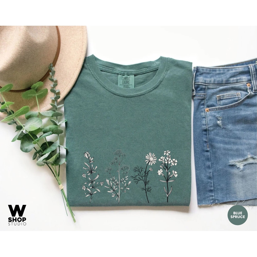 WildFlowers Shirt, Bohemian Shirt, Wild flower Tshirt, Floral Shirt, Meadow Flowers, Oversized Womens Tees, Ladies Shirts, Gift for Her - 7.jpg