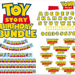 toy story birthday bundle | toy story font & toy story birthday boy shirt & toy story birthday banner