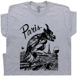 paris france t shirt vintage paris gargoyle t shirt absinthe wine drinking notre dame cathedral tee for men women ladies